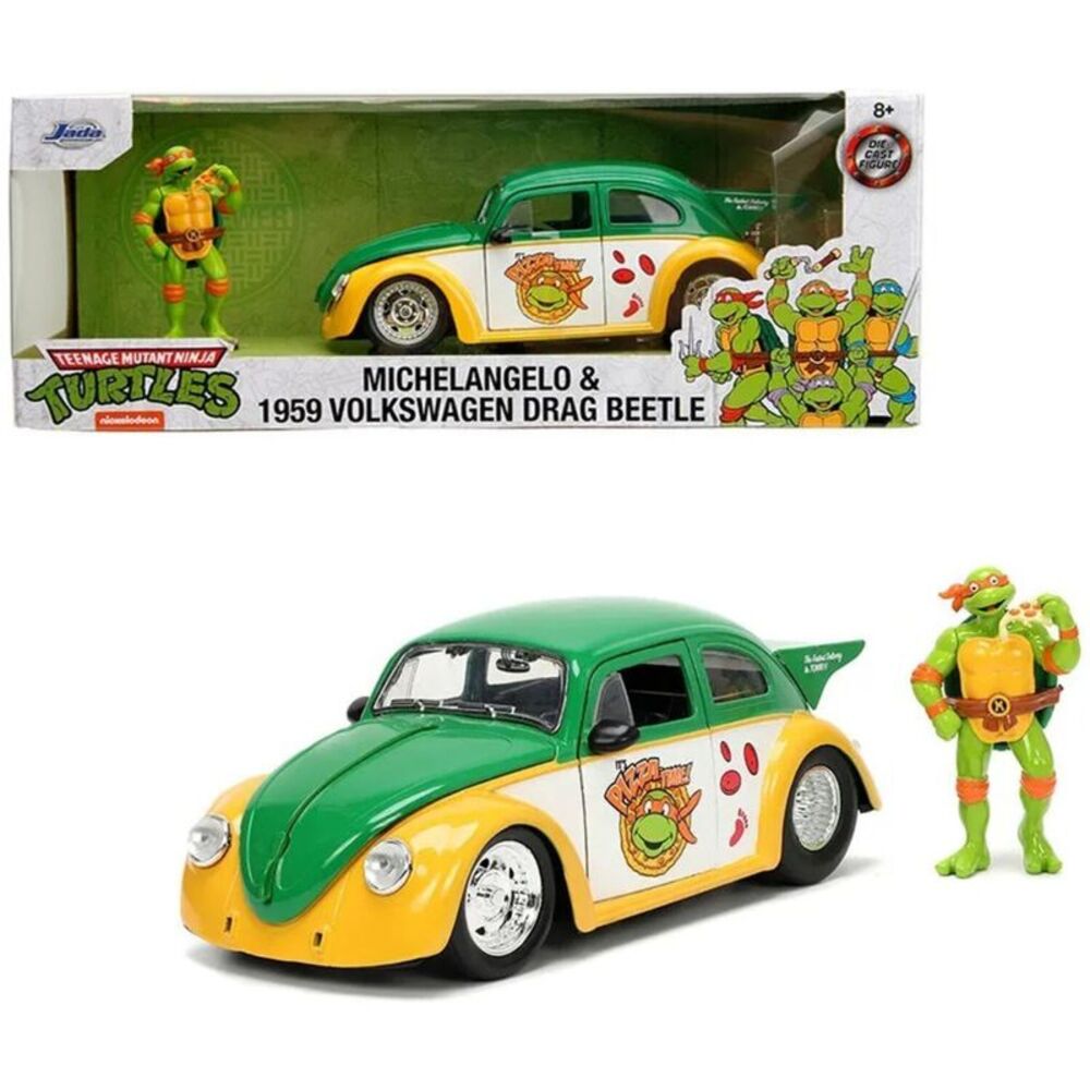 Jada Toys - 1:24 VW Drag Beetle with Teenage Mutant Ninja Turtle Michelangelo